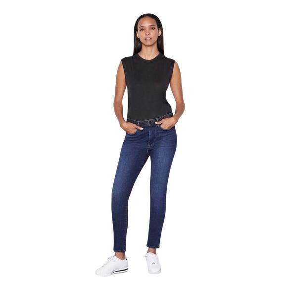 Frame Le One Skinny Teller Jean in Two Tone Wash Blue Dark Gray Denim Size 2 NWT - Picture 1 of 13